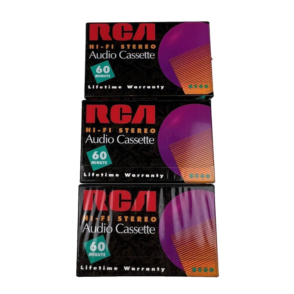 RCA Blank Audio Cassette Tape 60 Minute Hi-Fi Stereo Lot Of 3 New Sealed VTG 90s
